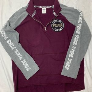 (PINK) Maroon quarter zip jacket
